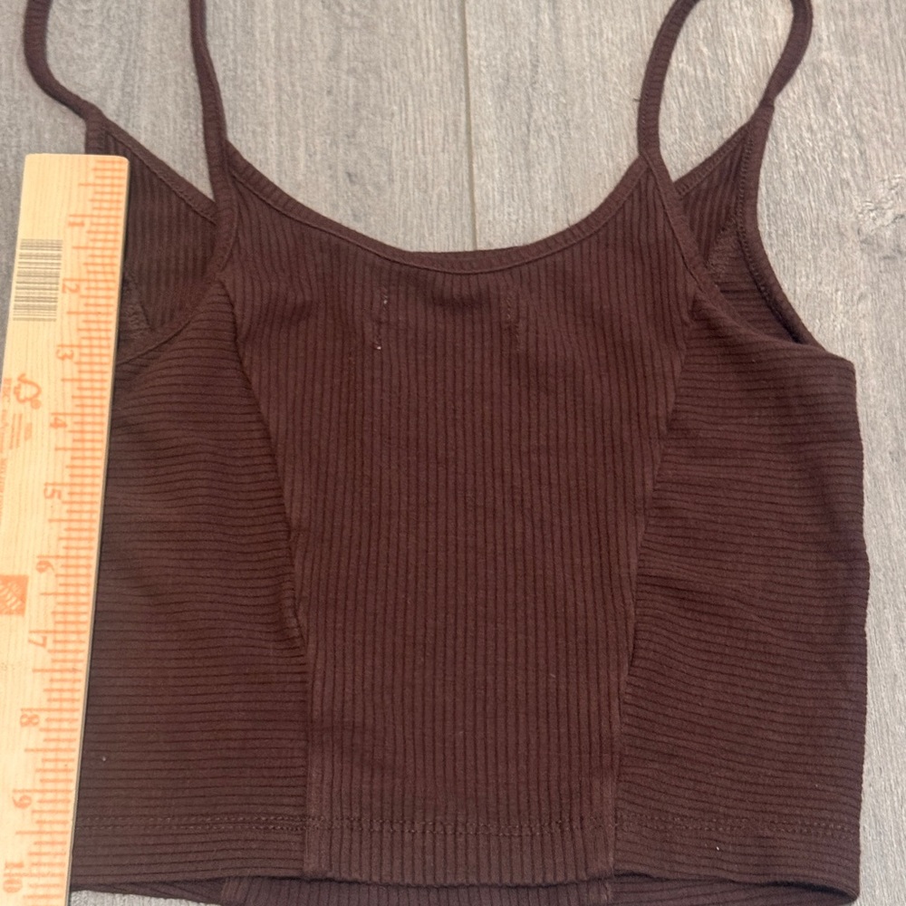 Urban Outfitters Brown Ribbed Cropped Tank Top Size Small